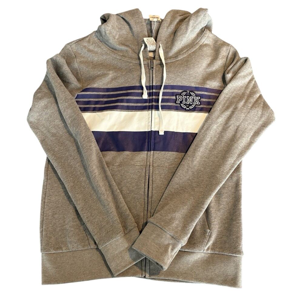Victorias Secret Pink New Purple Stripe Gray Hoodie Women's Medium